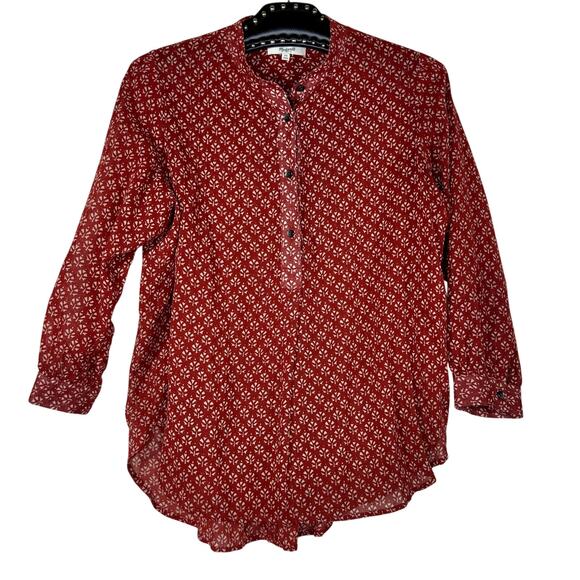 Madewell Boho Printed Button Placket Long Sleeve Blouse XS - Picture 1 of 7